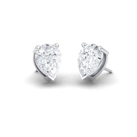 White Diamond 9x7mm Three-Prong Martini Stud Earrings - Anvika