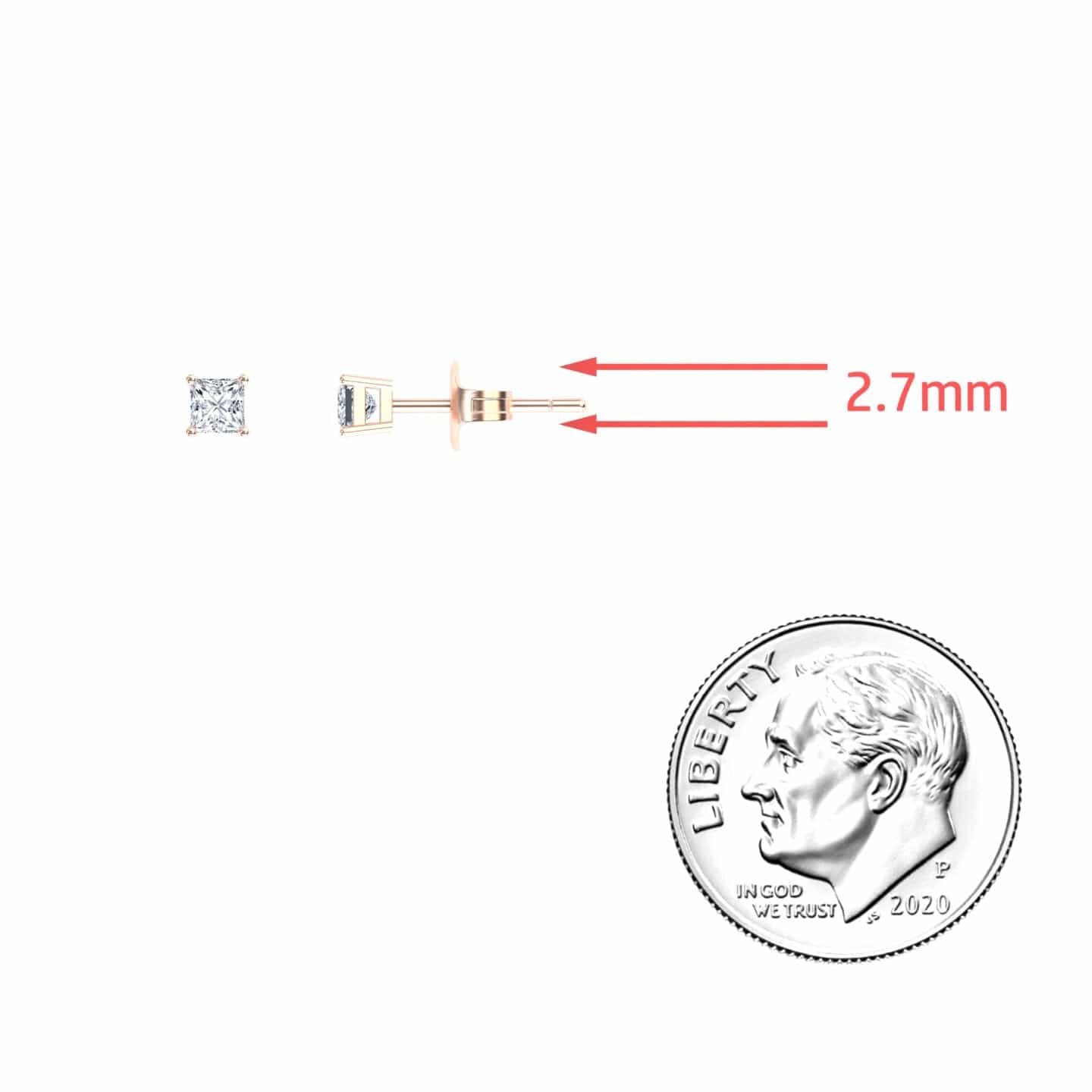 White Diamond 2.7mm Stud Earrings - Carina