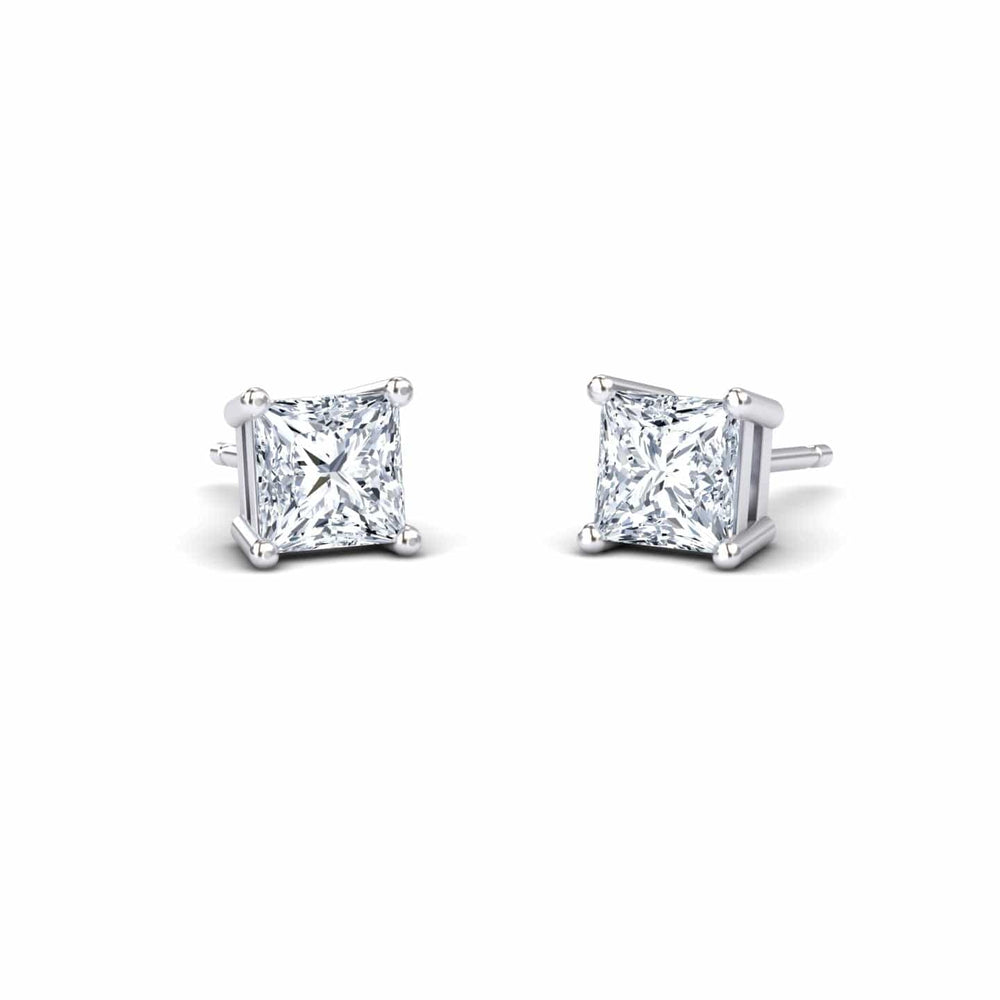 Four-Prong Princess Diamond Stud Earrings