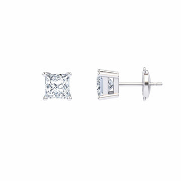 Four-Prong Princess Diamond Stud Earrings - Carina