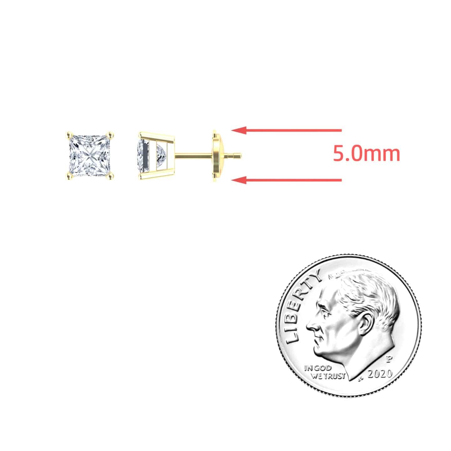 White Diamond 5mm Stud Earrings - Carina