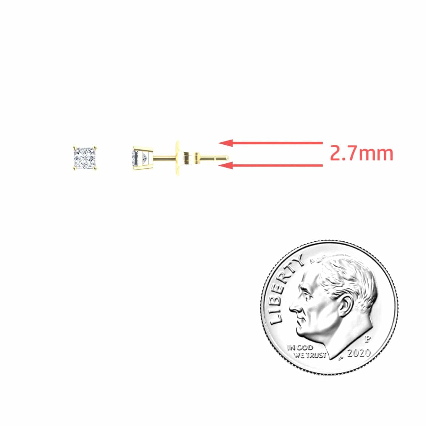 Natural Diamond 2.8mm Single Stud Earrings - 4 Prong - Carina