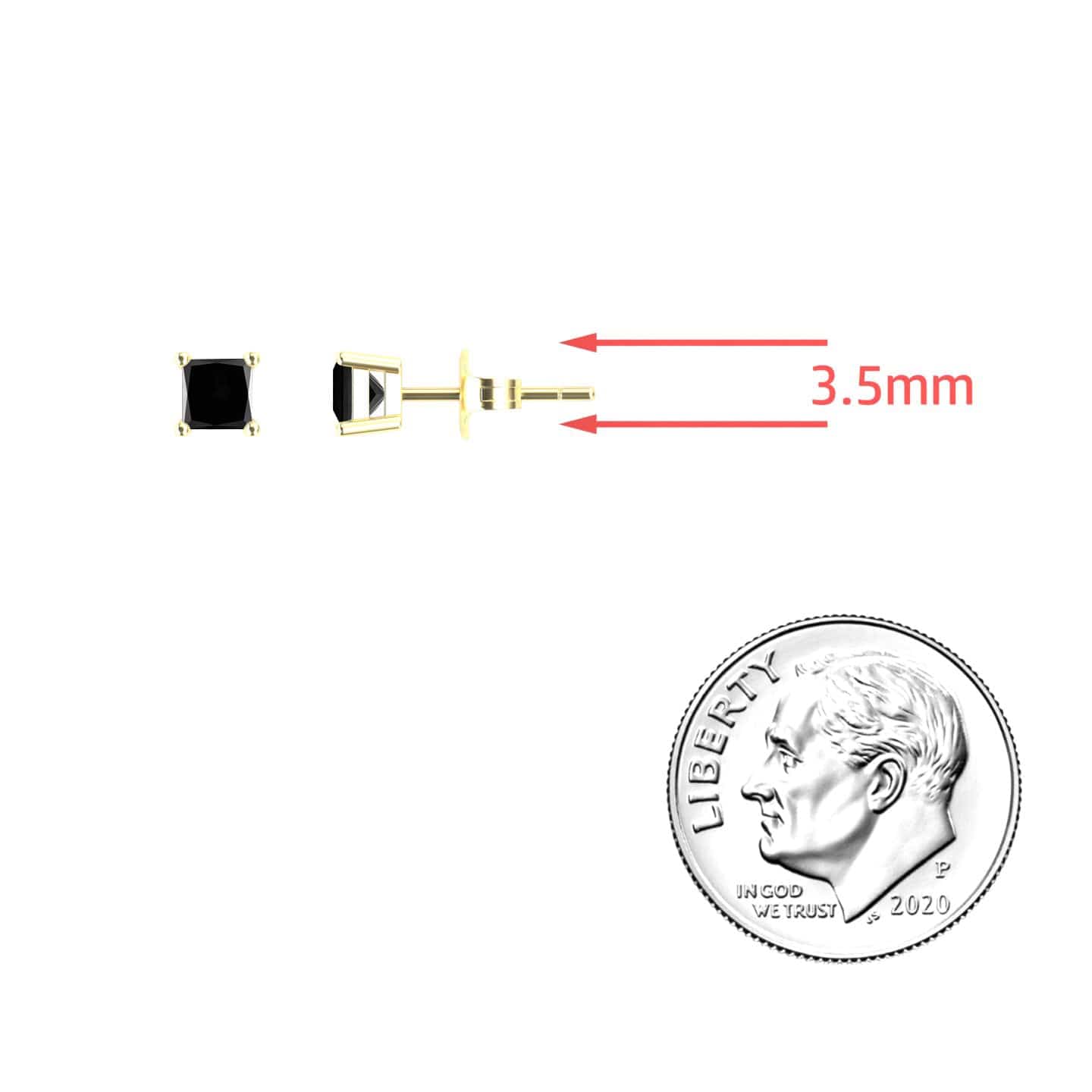 Black Diamond 3.5mm Single Stud Earrings - 4 Prong - Carina