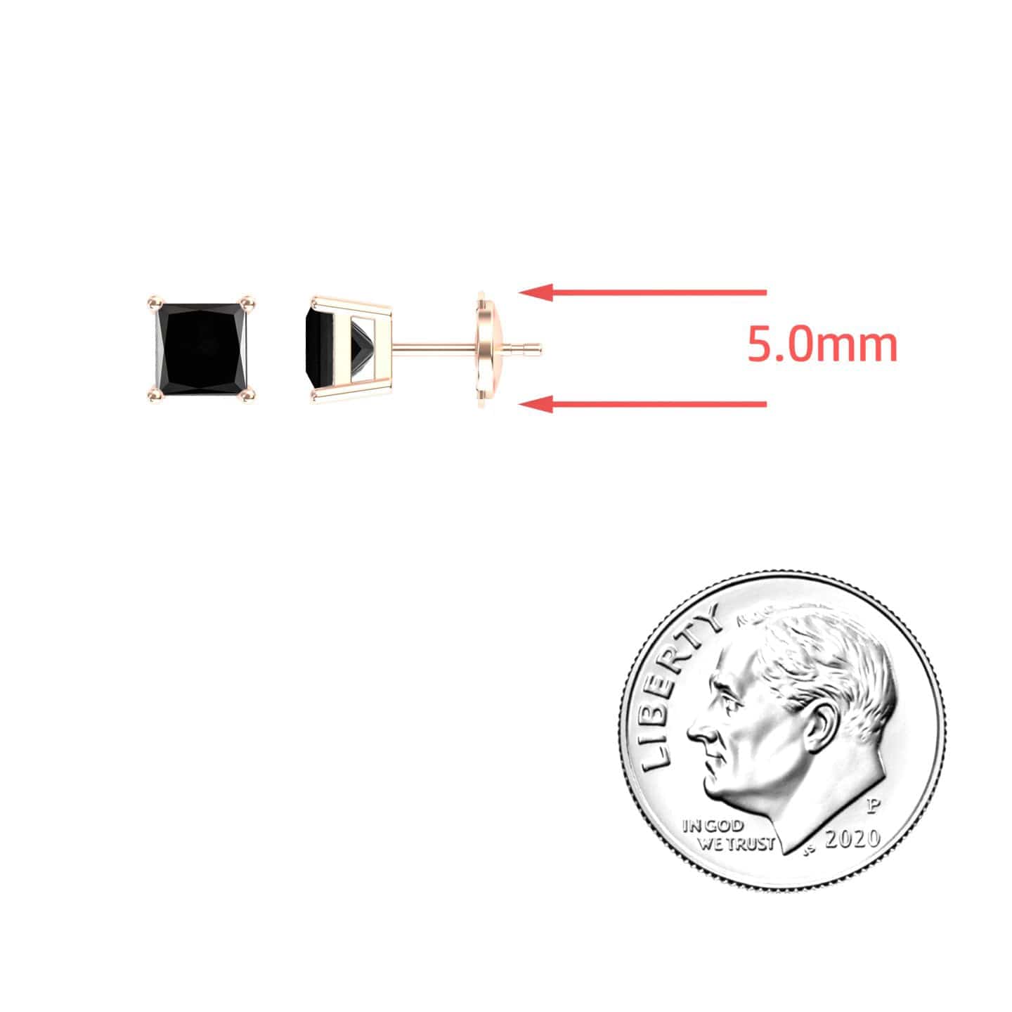 Black Diamond 5mm Single Stud Earrings - 4 Prong - Carina