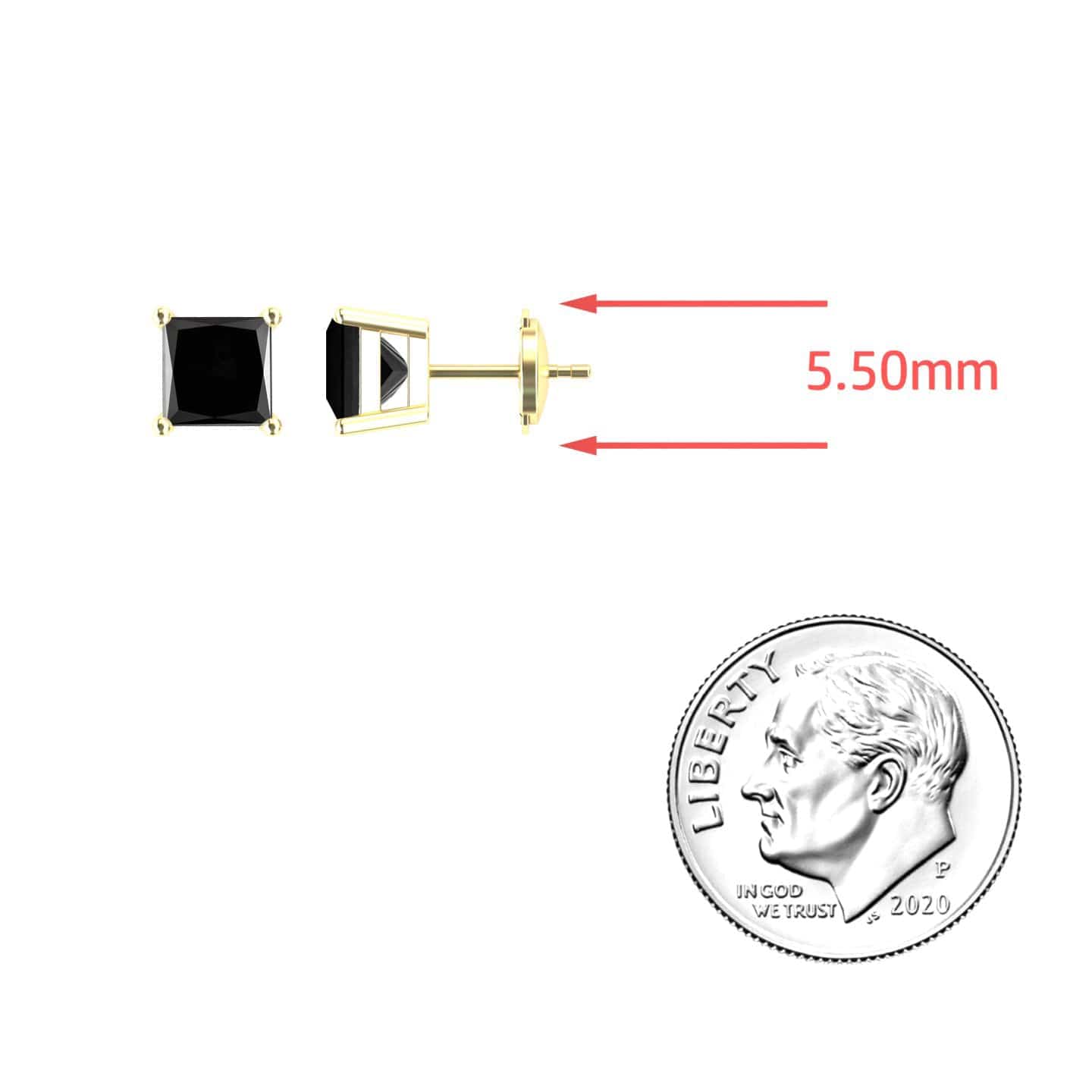 Black Diamond 5.5mm Single Stud Earrings - 4 Prong - Carina