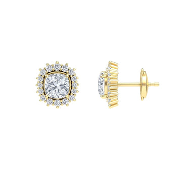White Diamond  Halo Stud Earrings - Niamh