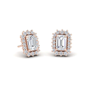 White Diamond Halo Stud Earrings - Signe