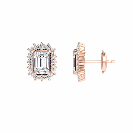 White Diamond Halo Stud Earrings - Signe