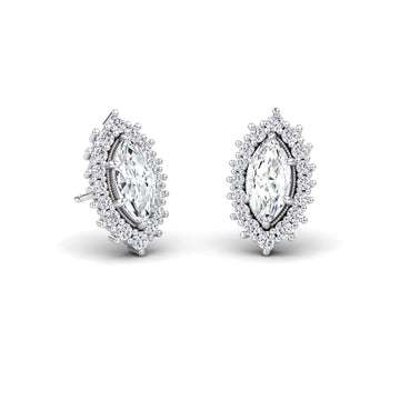 White Diamond  Halo Stud Earrings - Carys