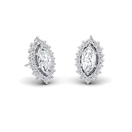 White Diamond Halo Stud Earrings - Carys