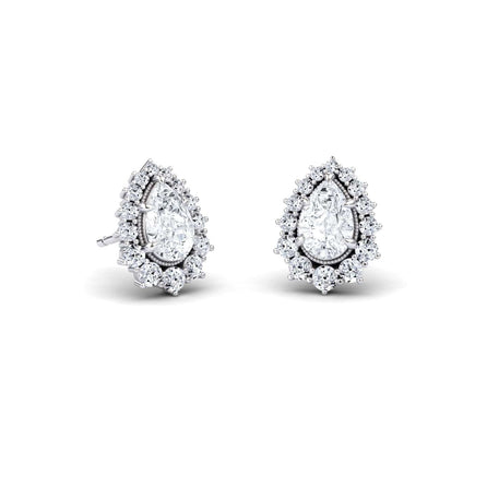White Diamond Halo Stud Earrings - Vega