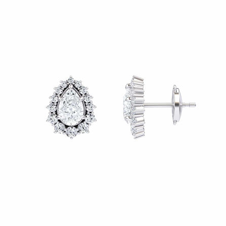 White Diamond Halo Stud Earrings - Vega