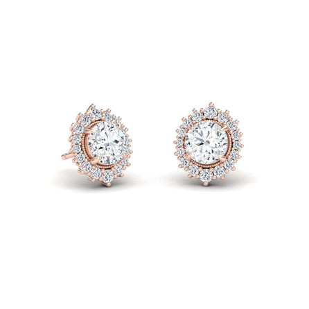 White Diamond Halo Stud Earrings - Calliope