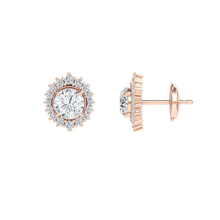 White Diamond Halo Stud Earrings - Calliope
