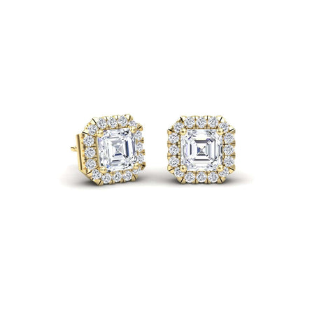 White Diamond 5.5mm Halo Stud Earrings - Maritza