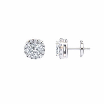 White Diamond 5.5mm Cushion Halo Stud Earrings - Maritza
