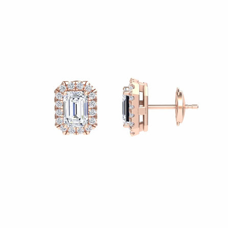 White Diamond 7x5mm Halo Stud Earrings - Maritza