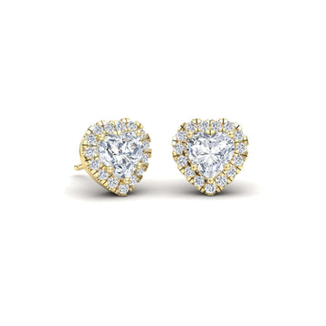 White Diamond 6.5mm Halo Stud Earrings - Maritza