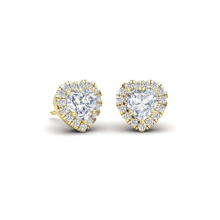 White Diamond 6.5mm Halo Stud Earrings - Maritza