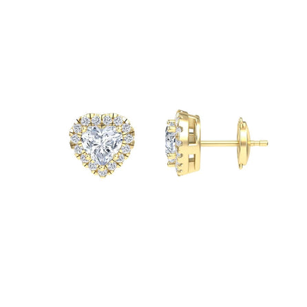 White Diamond 6.5mm Halo Stud Earrings - Maritza