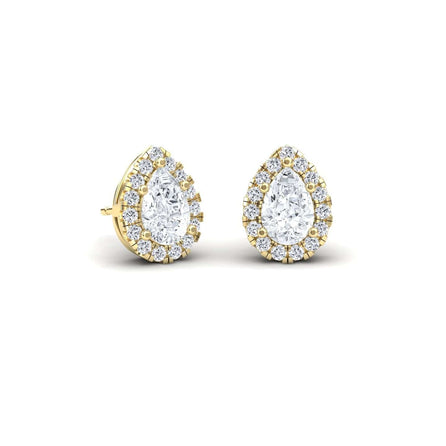 White Diamond Double-Prong Halo Earrings - Maritza