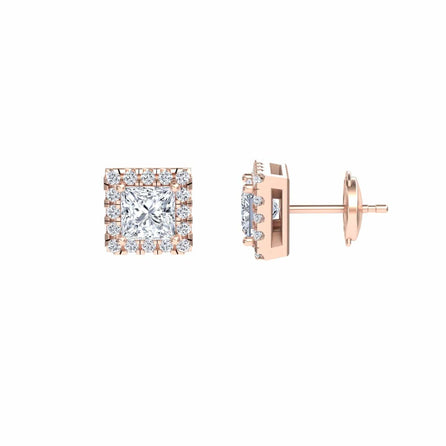 White Diamond 5.5x5.5mm Halo Stud Earrings - Maritza