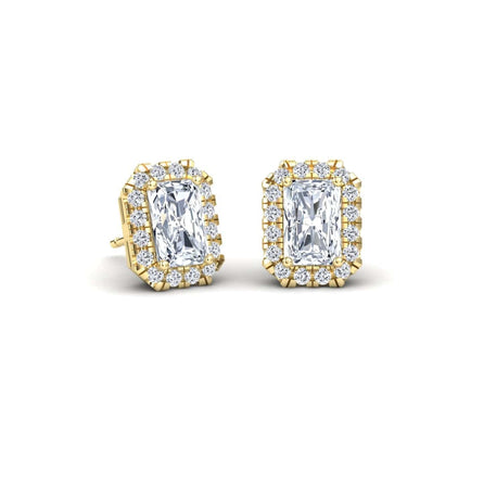 White Diamond 6.5x4.5mm Halo Stud Earrings - Maritza