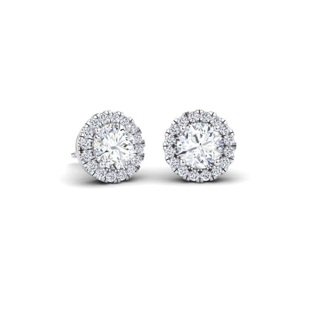 Lab Grown White Diamond Halo Stud Earrings - Maritza