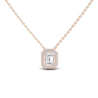 White Diamond Bezel-Set Halo Necklace - Leslie
