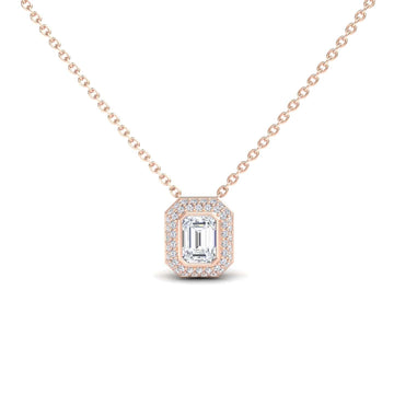White Diamond Bezel-Set Halo Necklace - Leslie