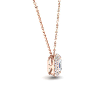 White Diamond Bezel-Set Halo Necklace - Leslie