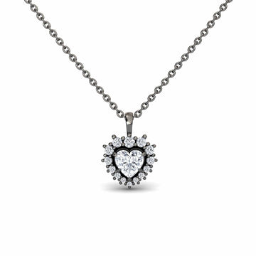 White Diamond Halo Necklace - Yunhe