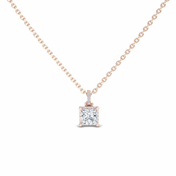White Diamond Hidden Halo Drop Necklace - Miranda