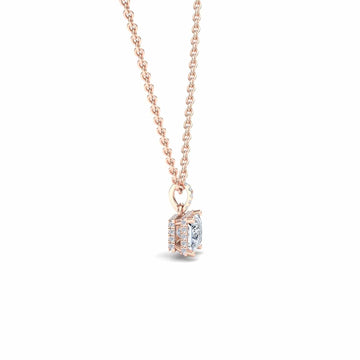 White Diamond Hidden Halo Drop Necklace - Miranda