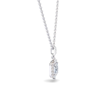 White Diamond Pave Bail Halo Drop Necklace - Shelby