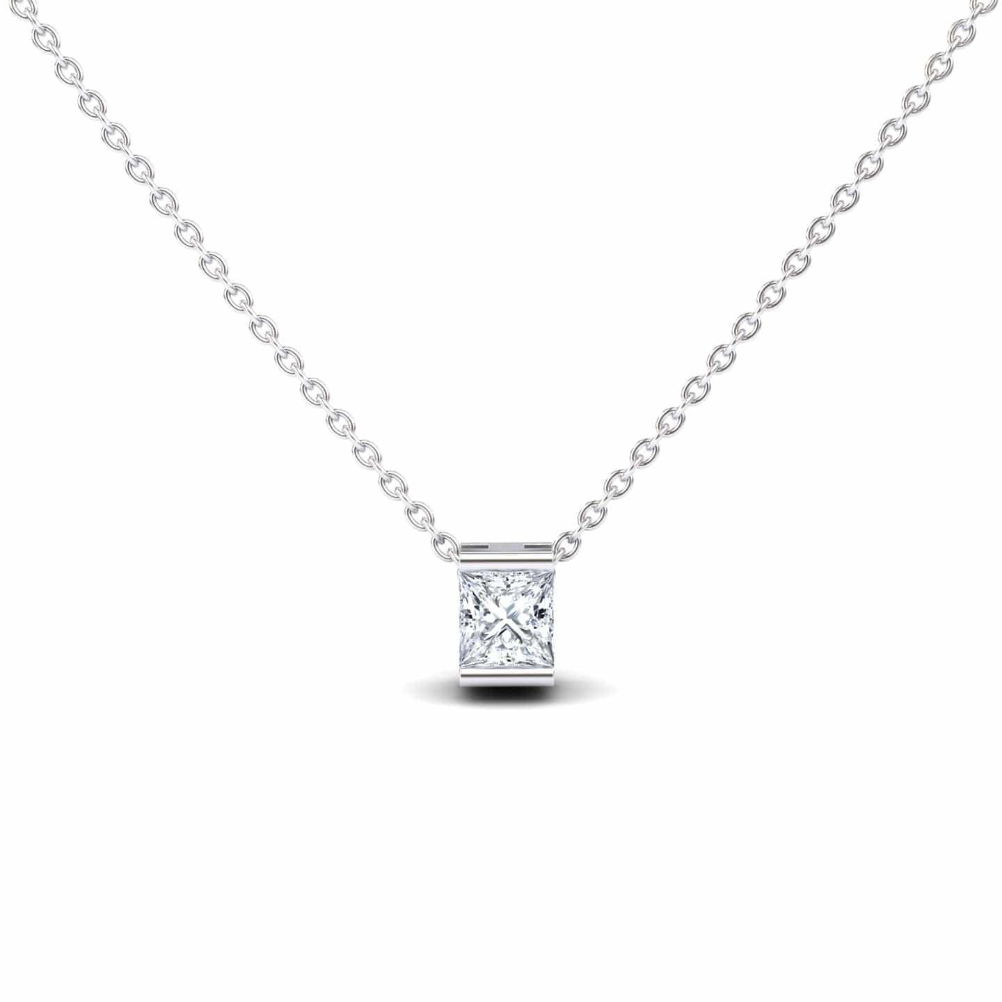 White Diamond Half Bezel Solitaire Necklace - Jillian