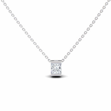 White Diamond Half Bezel Solitaire Necklace - Jillian