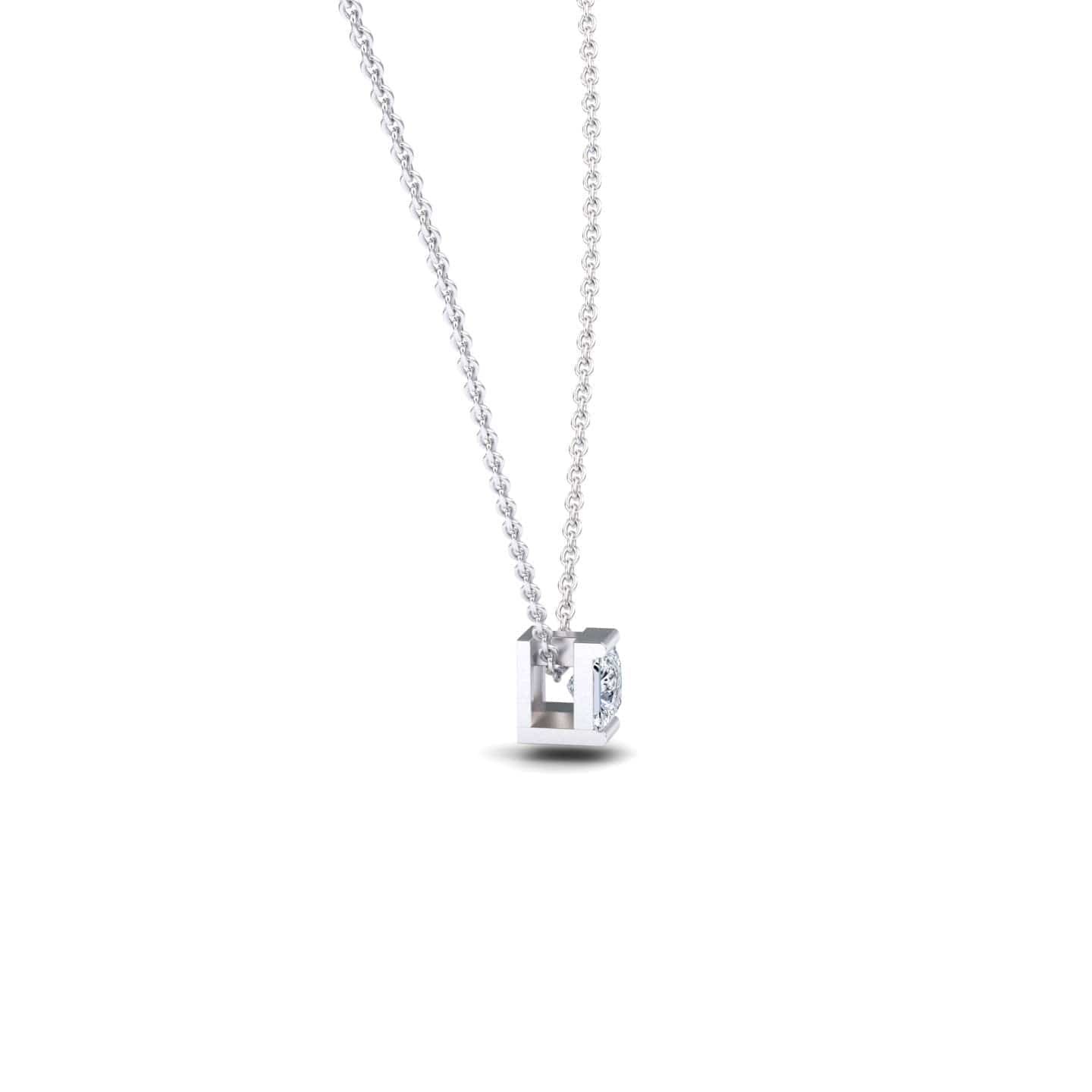 White Diamond Half Bezel Solitaire Necklace - Jillian
