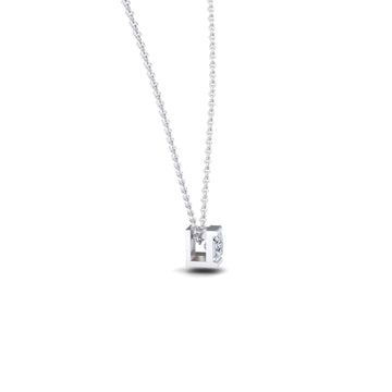 White Diamond Half Bezel Solitaire Necklace - Jillian