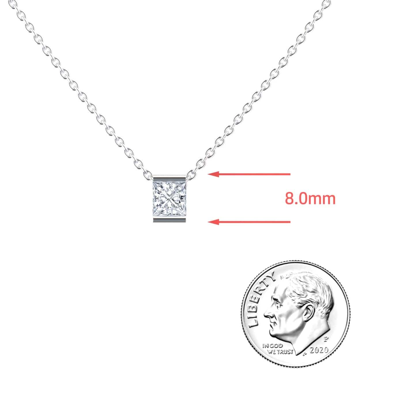 White Diamond Half Bezel Solitaire Necklace - Jillian