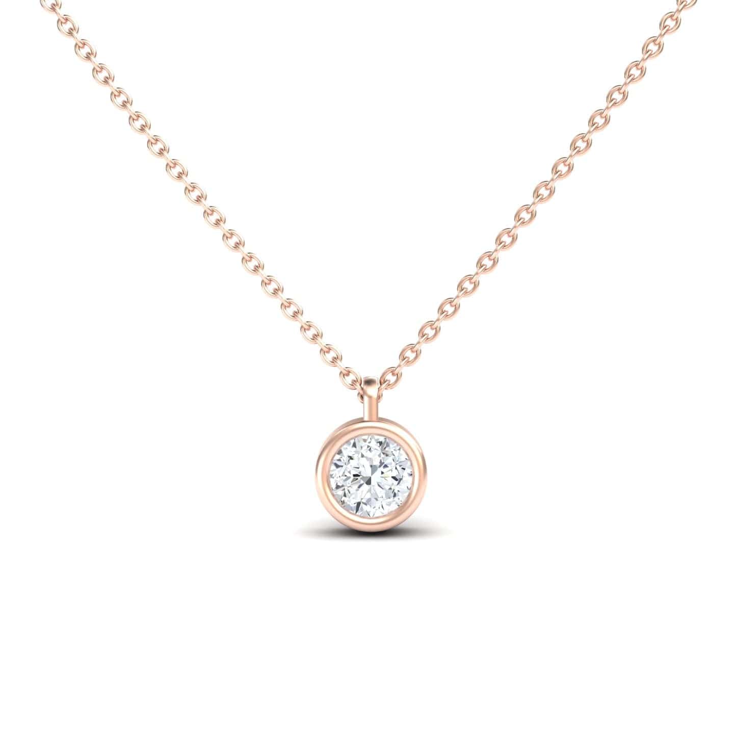 White Diamond Classic Bezel Solitaire Necklace - Paula