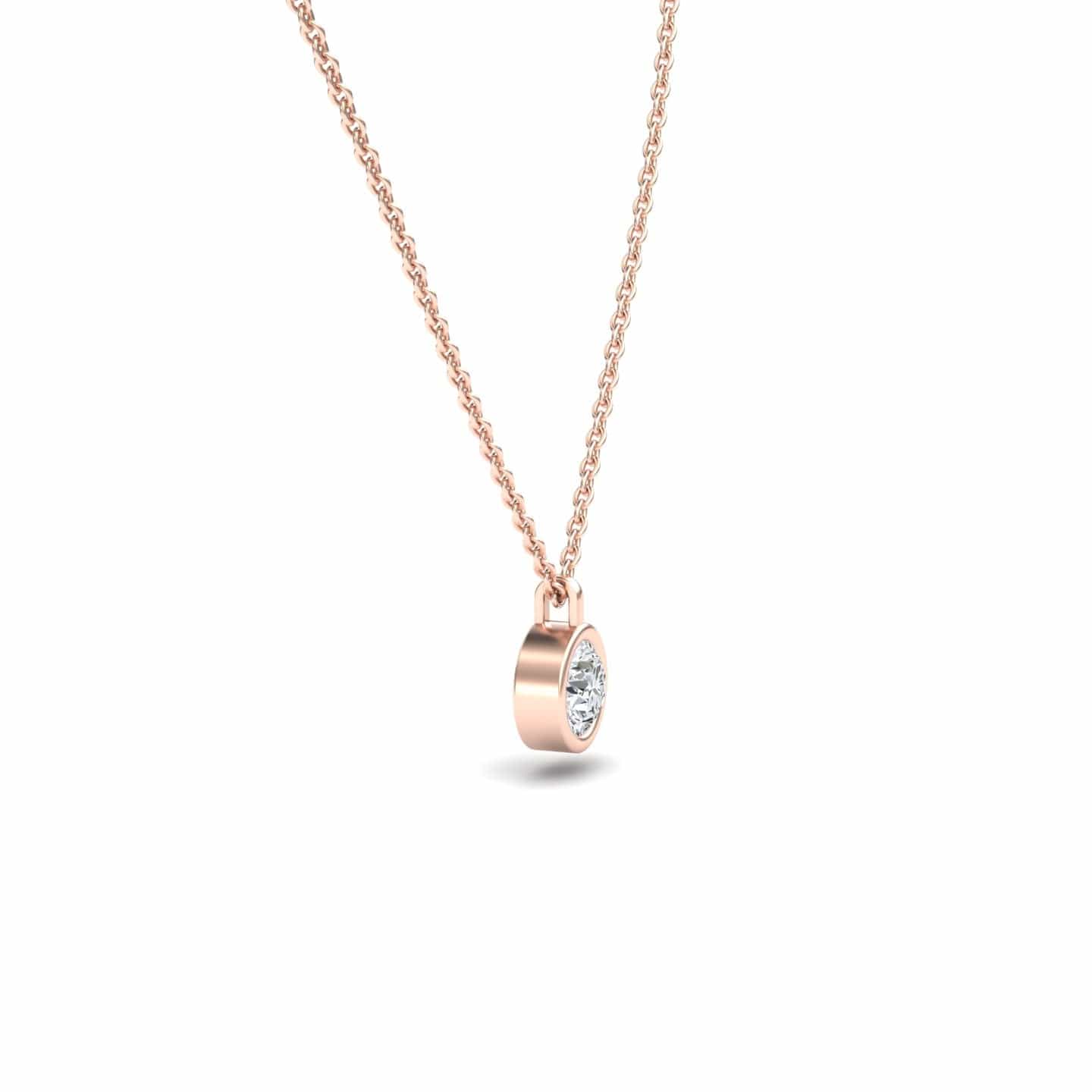 White Diamond Classic Bezel Solitaire Necklace - Paula
