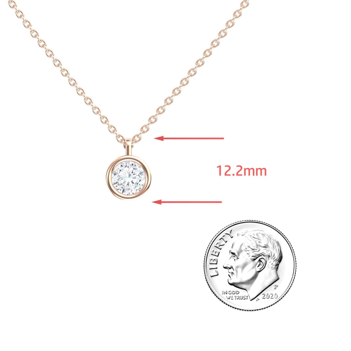 White Diamond Classic Bezel Solitaire Necklace - Paula