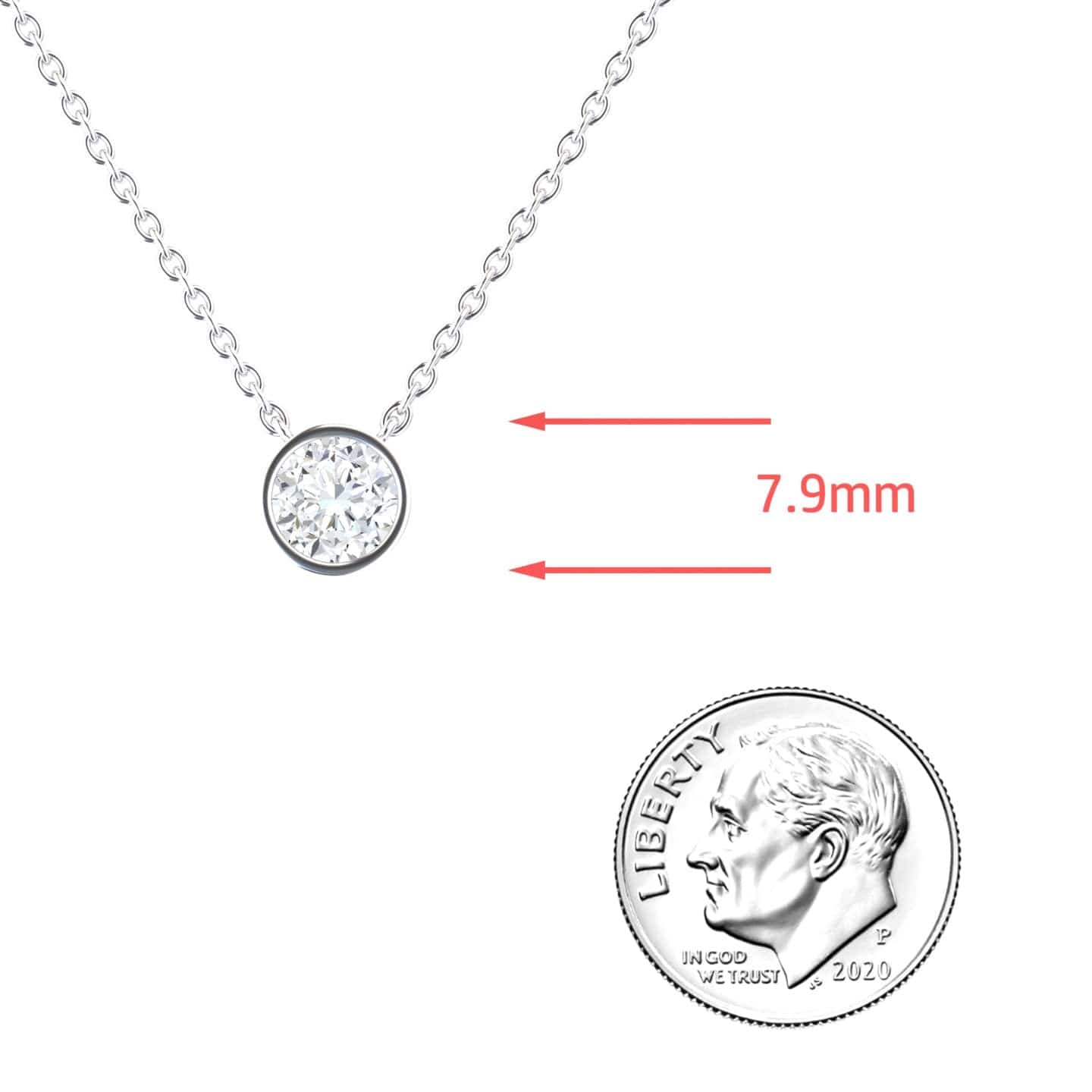 White Diamond Bezel Solitaire Necklace - Matilda