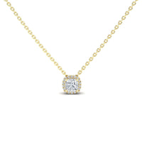 White Diamond Halo Necklace - Janice