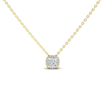 White Diamond Halo Necklace - Janice