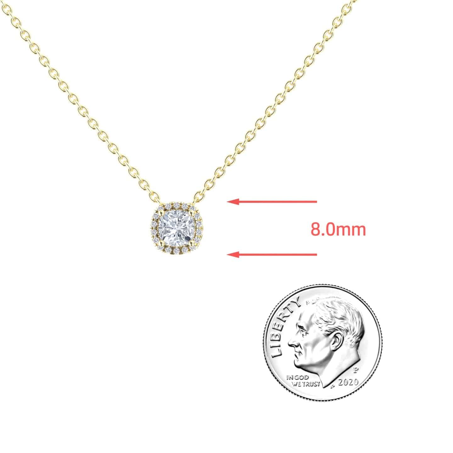 White Diamond Halo Necklace - Janice