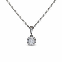 White Diamond Halo Drop Necklace - Yujia