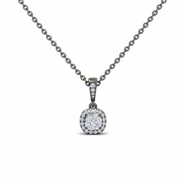 White Diamond Halo Drop Necklace - Yujia