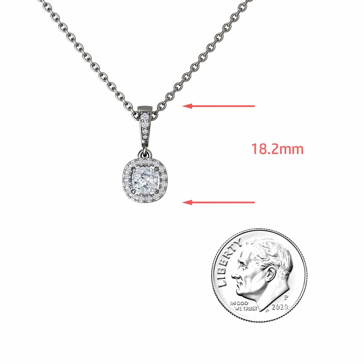 White Diamond Halo Drop Necklace - Yujia